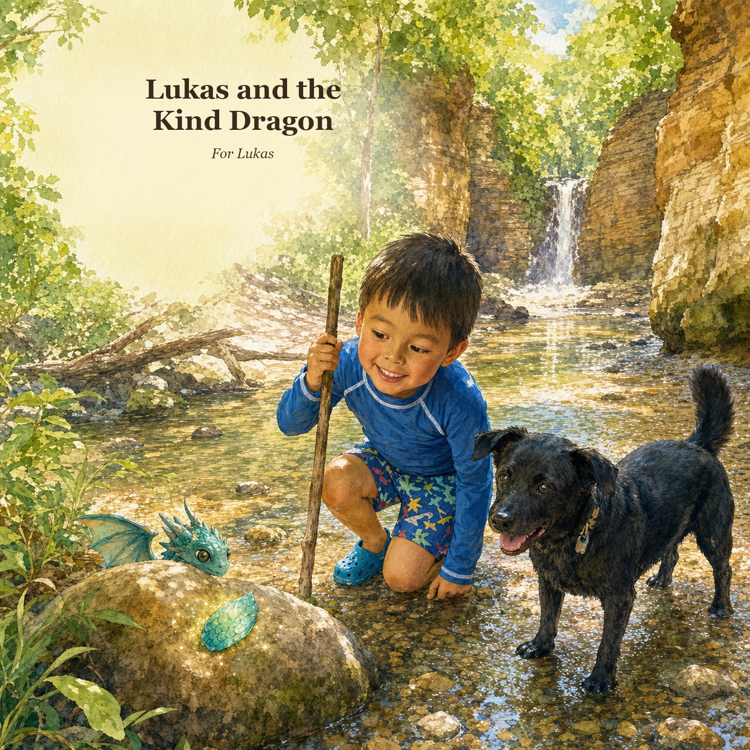 Watercolor sample cover — Lukas and the Kind Dragon